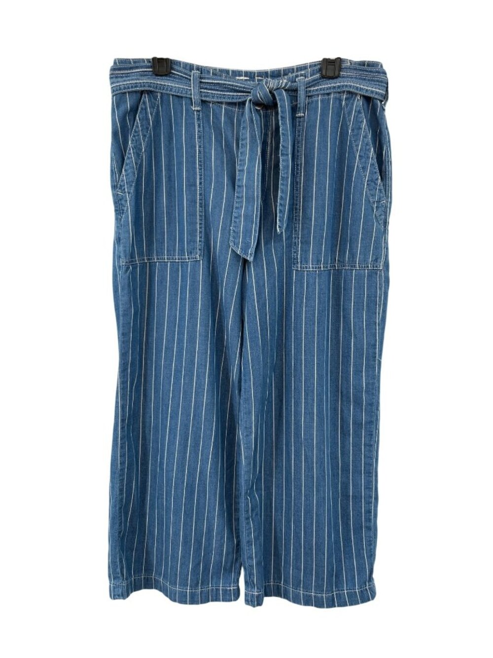 Seven7 Blue Striped Cropped Wide-Leg Pants